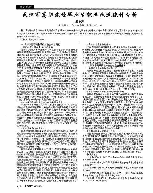 天津市高职院校毕业生就业状况统计分析