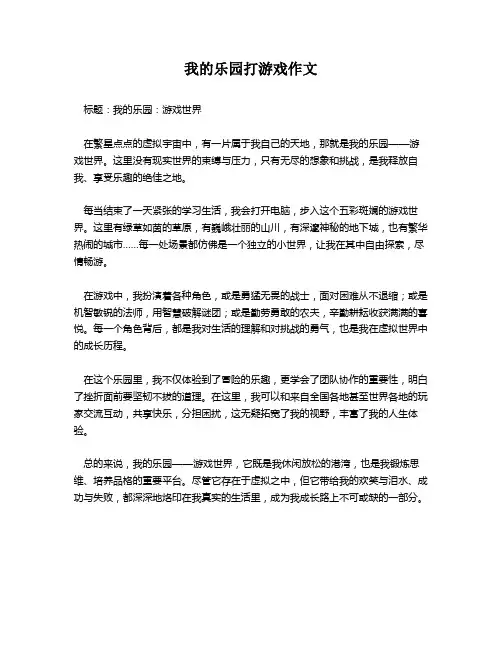 我的乐园打游戏作文