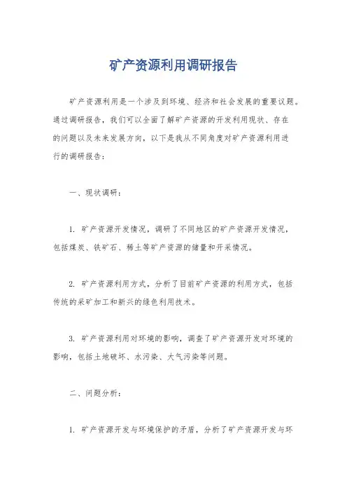 矿产资源利用调研报告