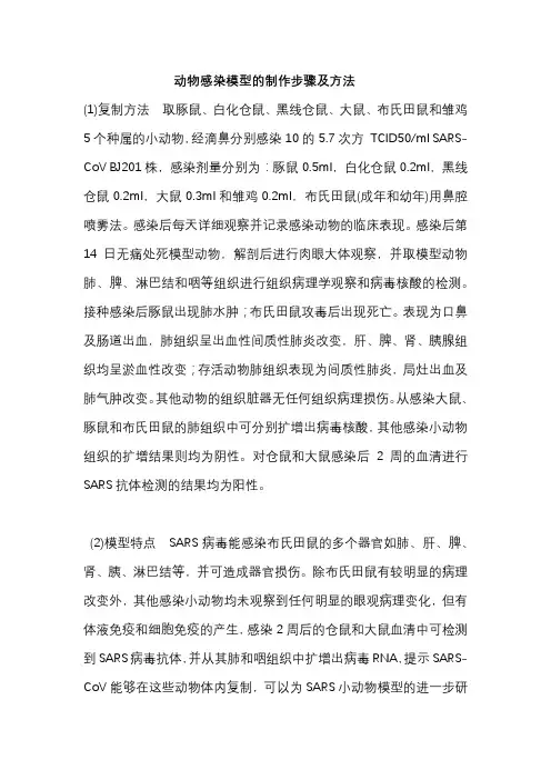 动物感染模型的制作步骤及方法