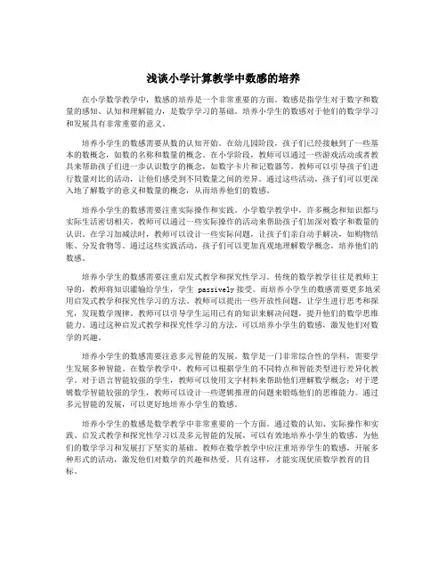 浅谈小学计算教学中数感的培养