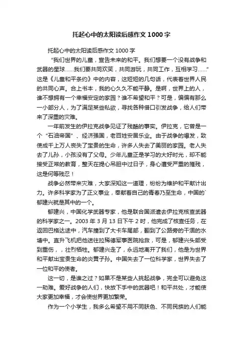 托起心中的太阳读后感作文1000字