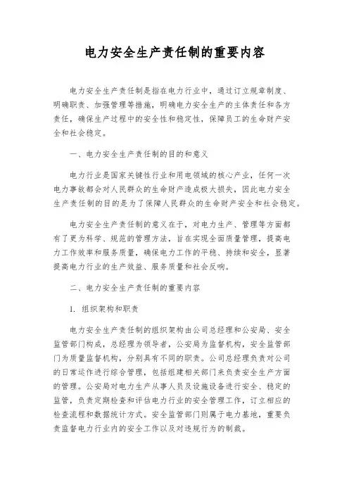 电力安全生产责任制的主要内容