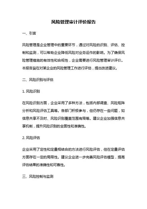 风险管理审计评价报告
