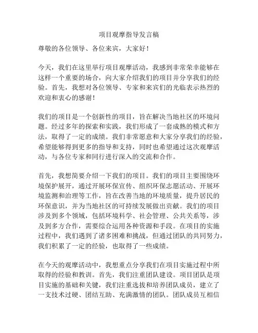 项目观摩指导发言稿