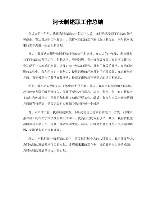 河长制述职工作总结