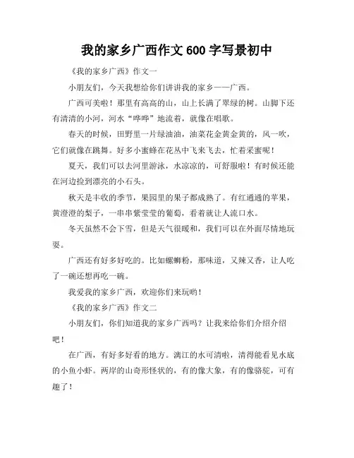 我的家乡广西作文600字写景初中