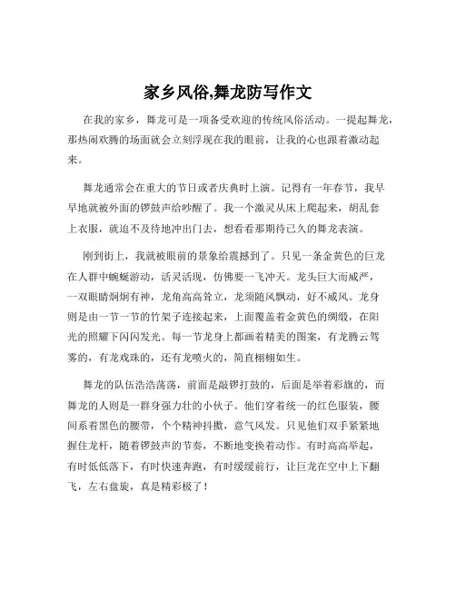 家乡风俗,舞龙防写作文