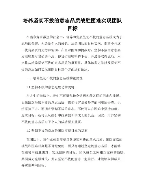 培养坚韧不拔的意志品质战胜困难实现团队目标