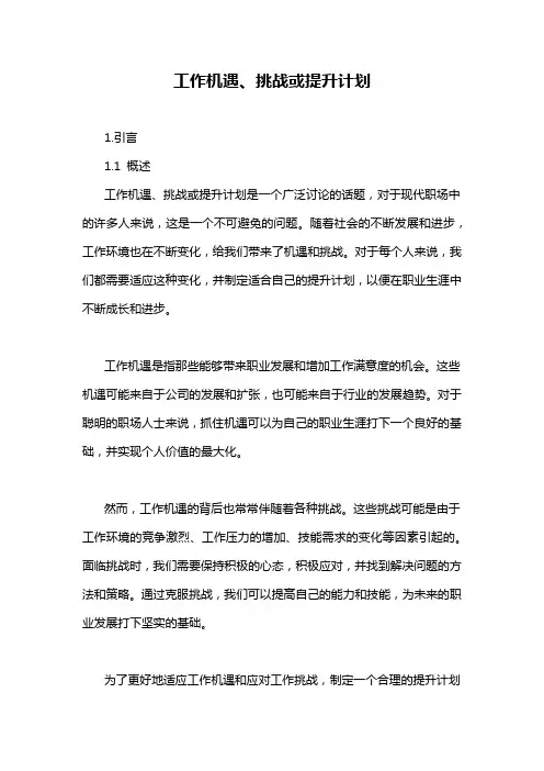 工作机遇、挑战或提升计划