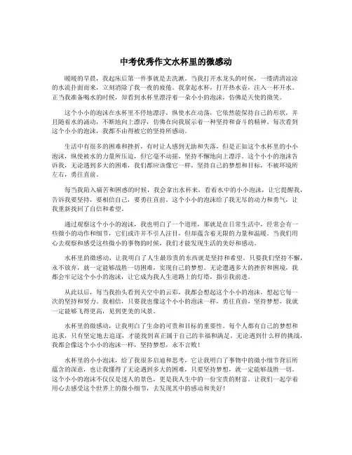 中考优秀作文水杯里的微感动