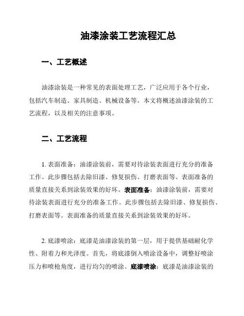 油漆涂装工艺流程汇总