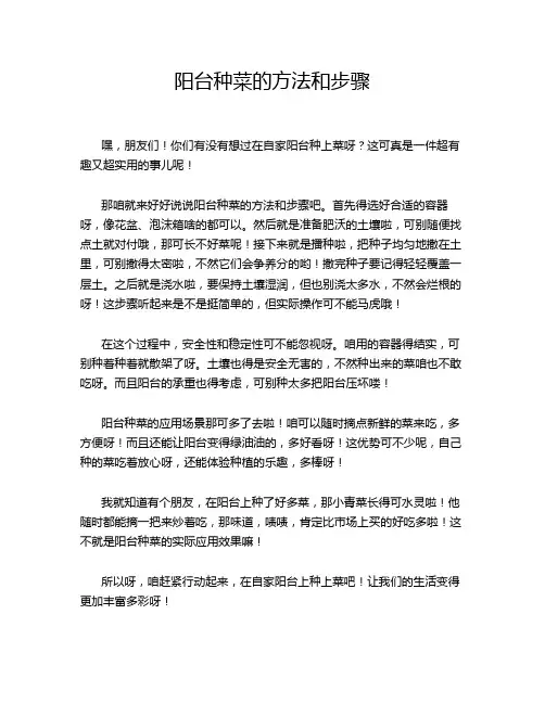 阳台种菜的方法和步骤