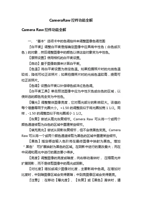 CameraRaw控件功能全解