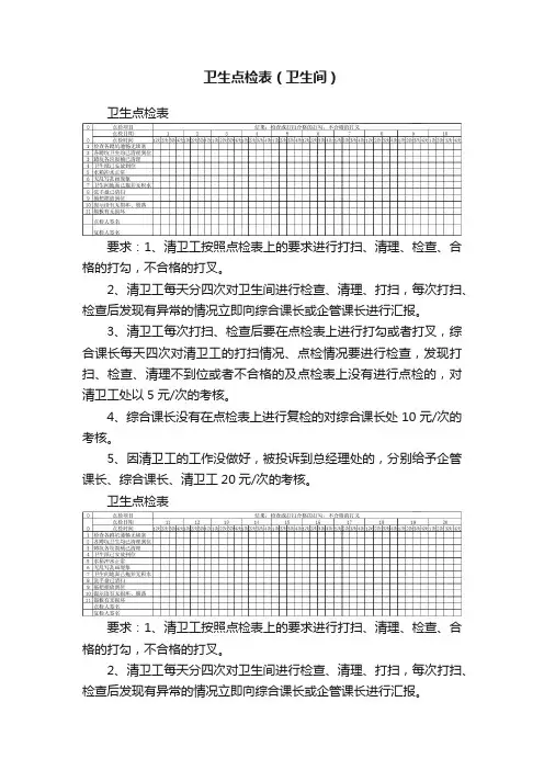 卫生点检表（卫生间）