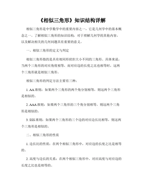 《相似三角形》知识结构详解