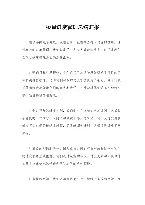 项目进度管理总结汇报