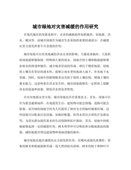 城市绿地对灾害减缓的作用研究
