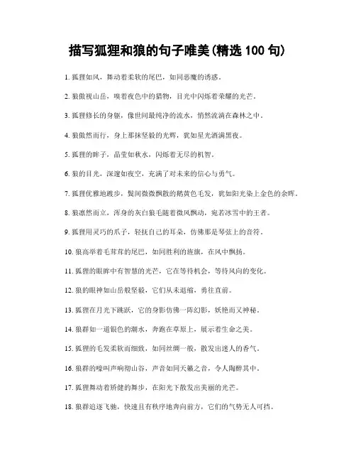 描写狐狸和狼的句子唯美(精选100句)