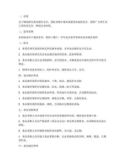 厨房食品储存安全管理制度