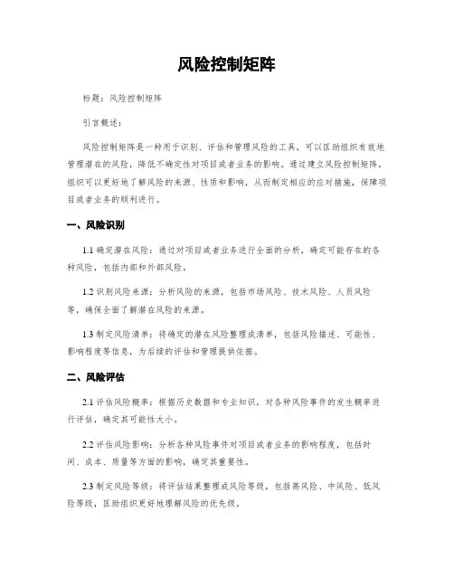 风险控制矩阵