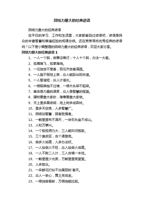 团结力量大的经典谚语