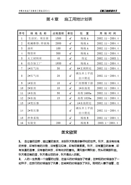 第4章 施工用地计划表