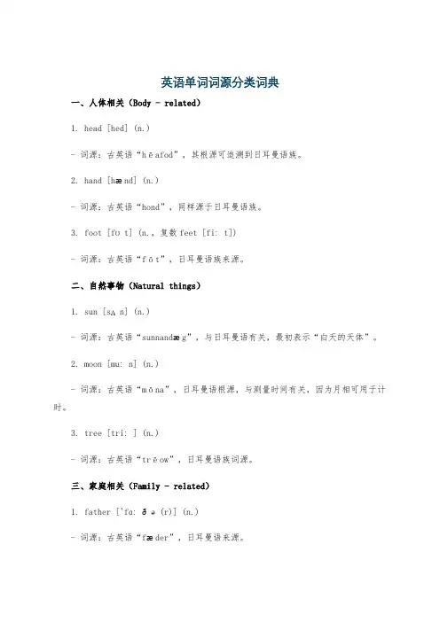 英语单词词源分类词典