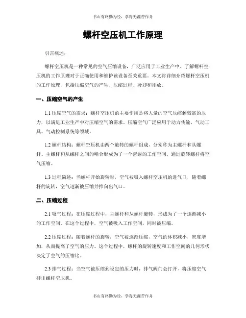 螺杆空压机工作原理
