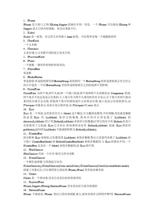 swing组件总结认识