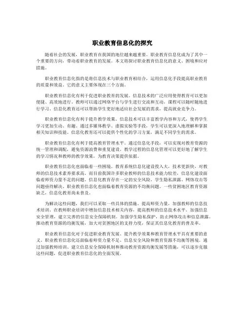 职业教育信息化的探究