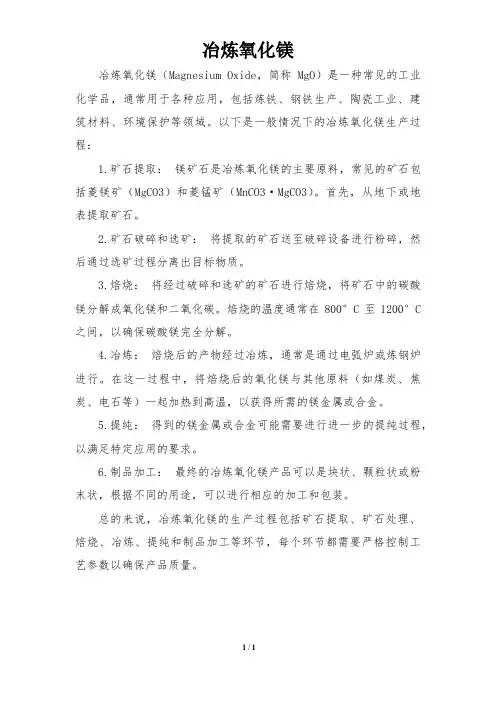 冶炼氧化镁