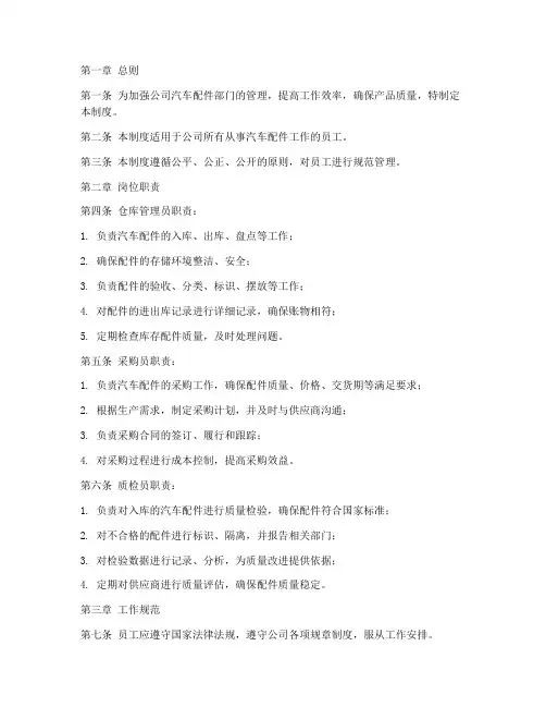 汽车配件员工管理制度