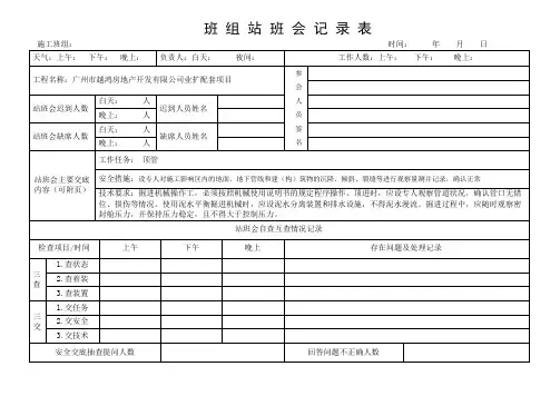 班组站班会记录表-