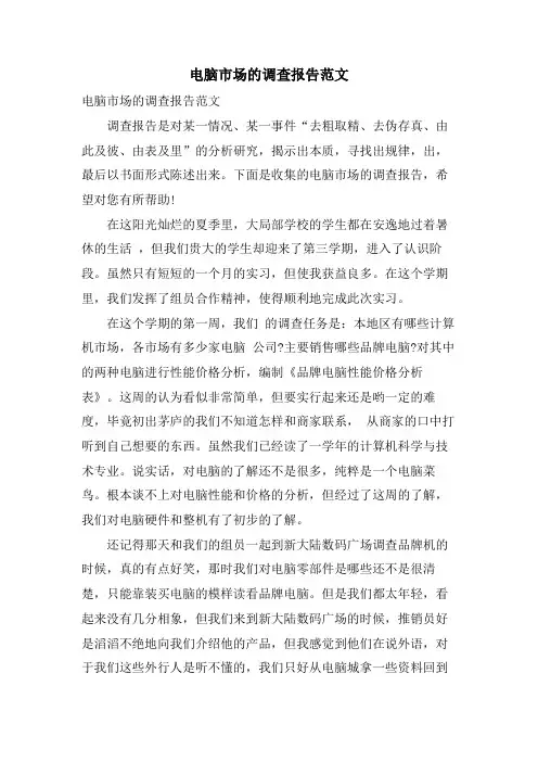 电脑市场的调查报告范文