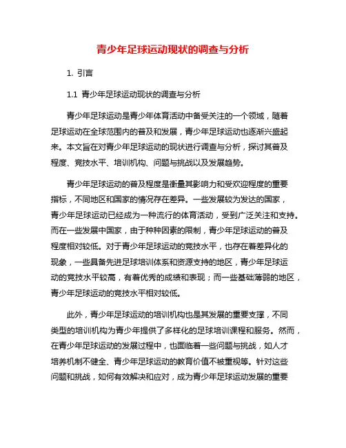 青少年足球运动现状的调查与分析