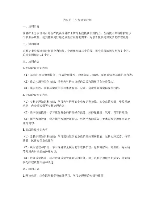 内科护士 分级培训计划