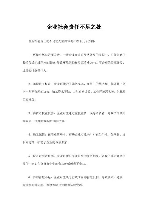企业社会责任不足之处