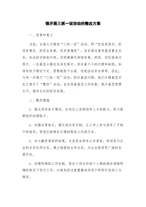 镇开展三抓一促活动的整改方案