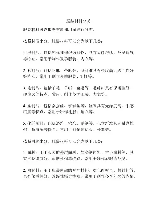 服装材料分类