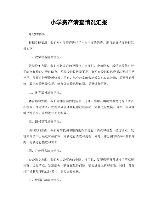 小学资产清查情况汇报