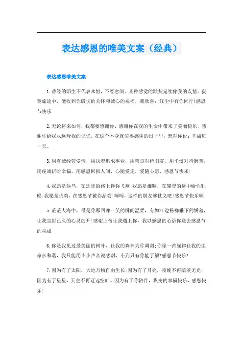 表达感恩的唯美文案(经典)