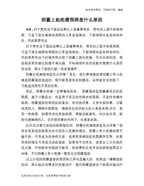 阴囊上起疙瘩很痒是什么原因