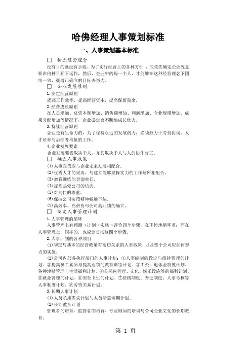 哈佛经理的人事策划与组织管理精品文档21页