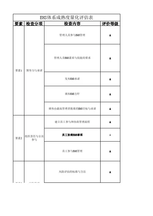 EHS管理体系成熟度评价标准