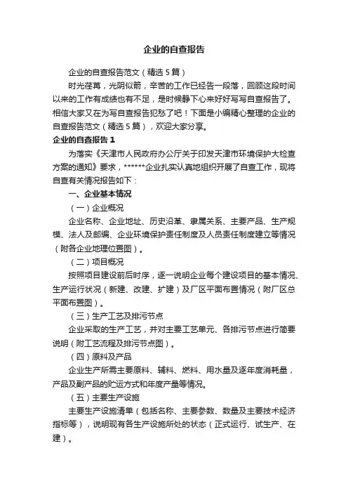 企业的自查报告范文（精选5篇）