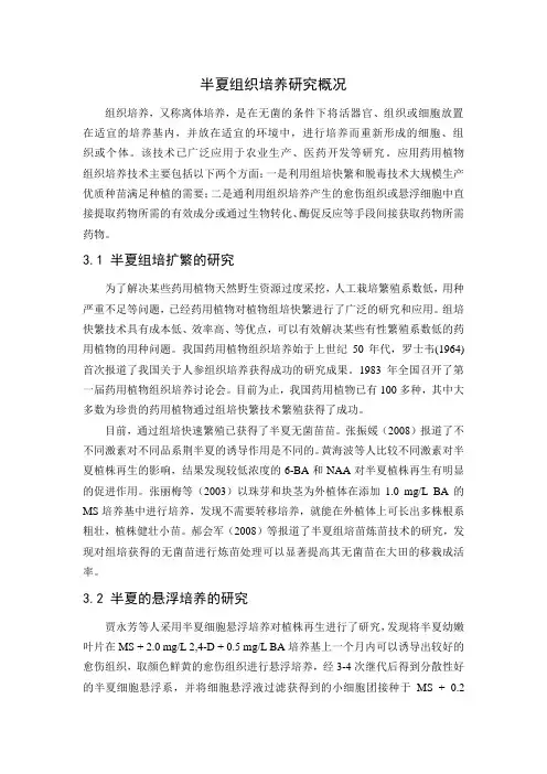 半夏组织培养研究概况