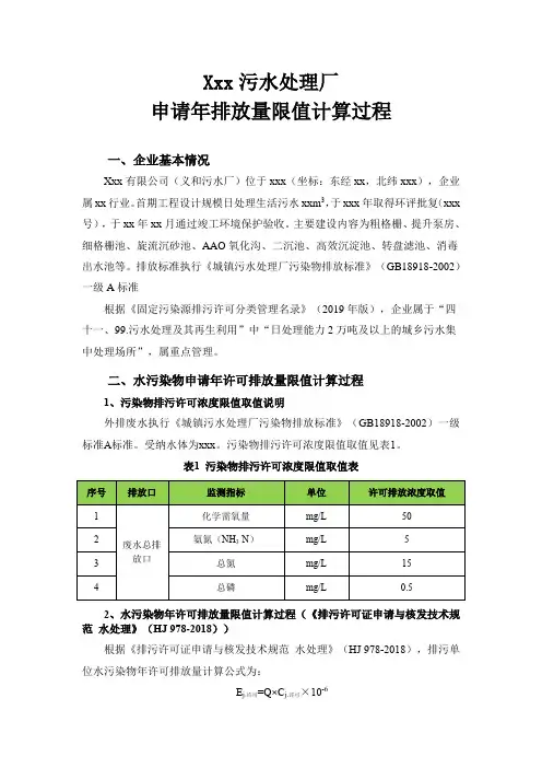 排污证申请许可排放量计算规范模板2023年
