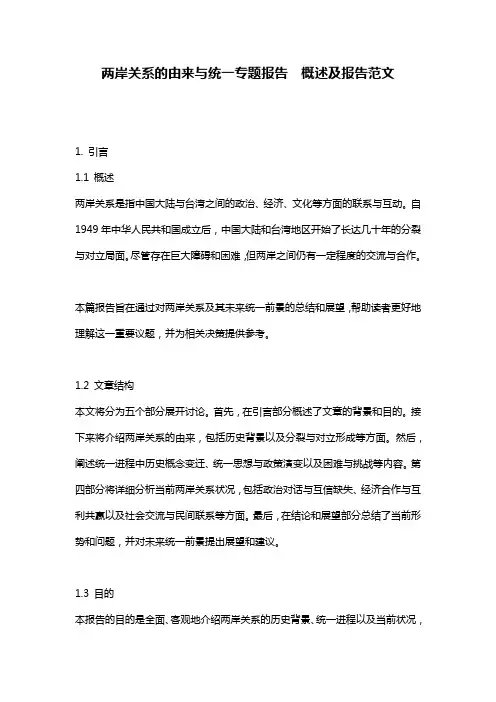 两岸关系的由来与统一专题报告  概述及报告范文