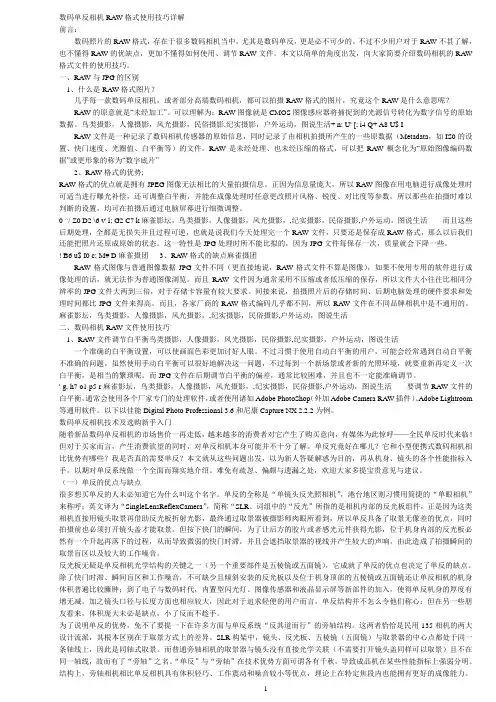 数码单反相机RAW格式使用技巧详解